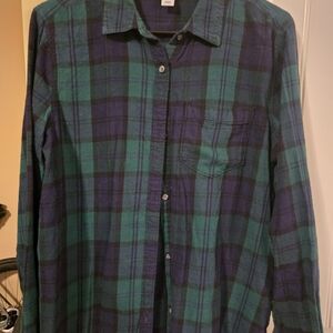 Old Navy Green and Blue Plaid Button Down Shirt